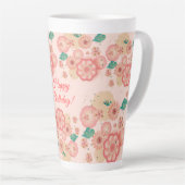 Tasse Latte Joyeux Anniversaire - Jardin des fleurs de pêche p (Angle droit)