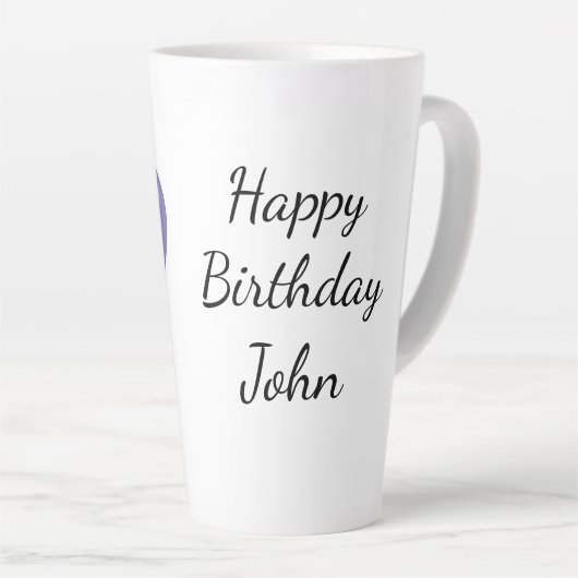Tasse Latte Joyeux anniversaire John (Angle droit)