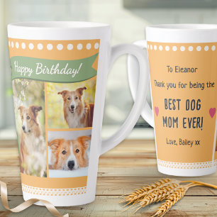 Tasse Latte Joyeux Anniversaire Maman de Chien Photos Personna