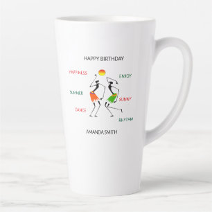 Tasse Latte Joyeux Anniversaire Mignonne Bonheur Danse