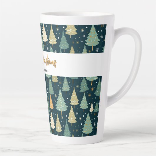 Tasse Latte Joyeux cadeau Noël Elegant Pine Tree pour lui (Droite)