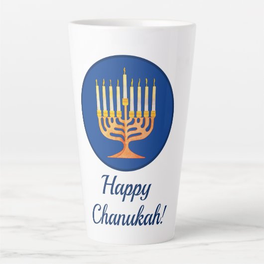 Tasse Latte Joyeux Chanoukah ! Menorah (Devant)