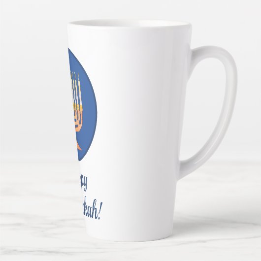 Tasse Latte Joyeux Chanoukah ! Menorah (Droite)