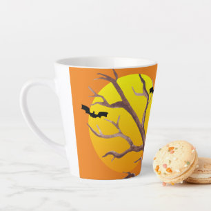Tasse Latte Joyeux Halloween Chauves-souris et la Lune Latte