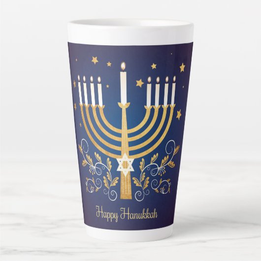 Tasse Latte Joyeux Hanukka (Devant)