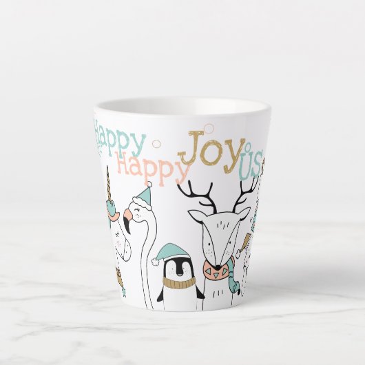 Tasse Latte Joyeux Joyeux Joyeux Joy-oUS Drôle Cartoon Animaux (Devant)