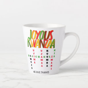 Tasse Latte Joyeux KWANZAA Principes mot-clé