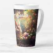 Tasse Latte Joyeux lapin de Pâques avec oeufs de Pâques (Angle droit)
