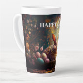 Tasse Latte Joyeux lapin de Pâques avec oeufs de Pâques (Angle gauche)