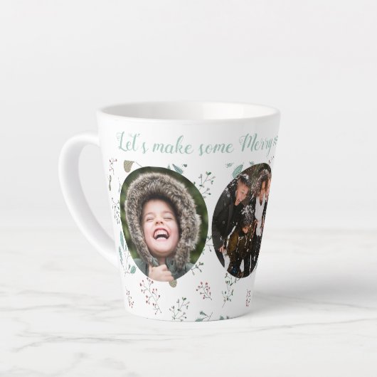 Tasse Latte Joyeux Moments Vacances Trois Photo (Angle gauche)
