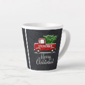 Tasse Latte Joyeux Noël à la poubelle rouge personnalisée (Angle droit)