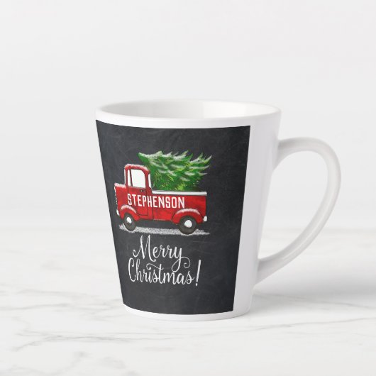 Tasse Latte Joyeux Noël à la poubelle rouge personnalisée (Droite)
