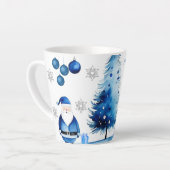 Tasse Latte Joyeux Noël Argent et bleu Japandi Aquarelle (Angle gauche)