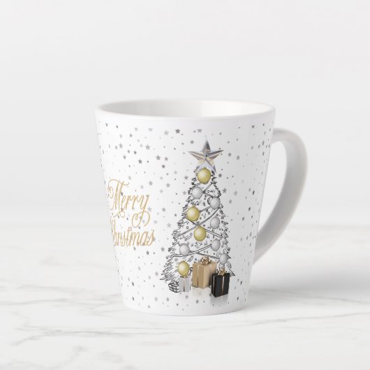 Tasse Latte Joyeux Noël argent et or (Angle droit)