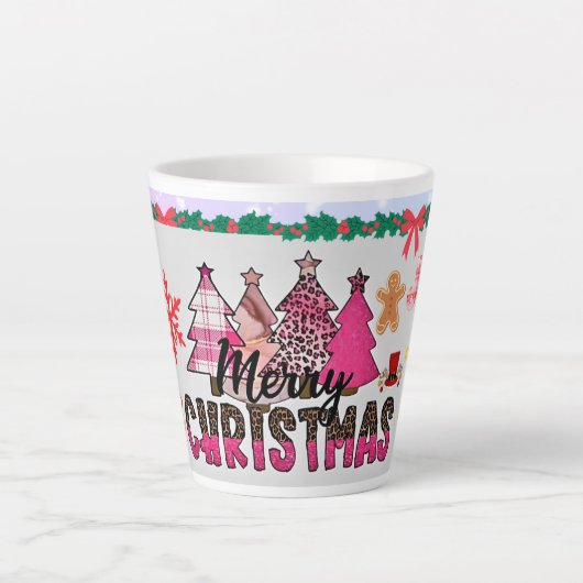 Tasse Latte Joyeux Noël cadeau de vacances (Devant)