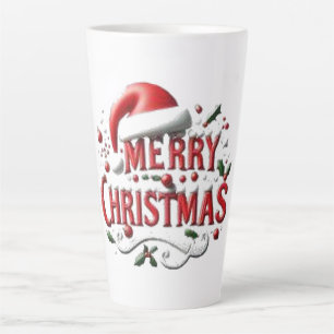 Tasse Latte Joyeux Noël Chapeau de Père Noël