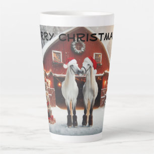 Tasse Latte Joyeux Noël Chevaux qui s'embrassent