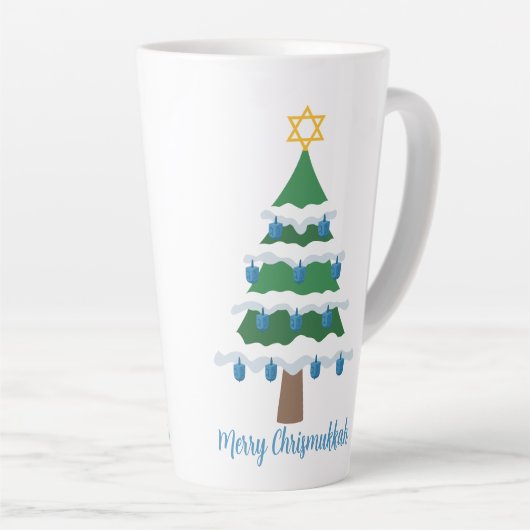 Tasse Latte Joyeux Noël Chrismukkah Cute Hanoukka (Angle droit)