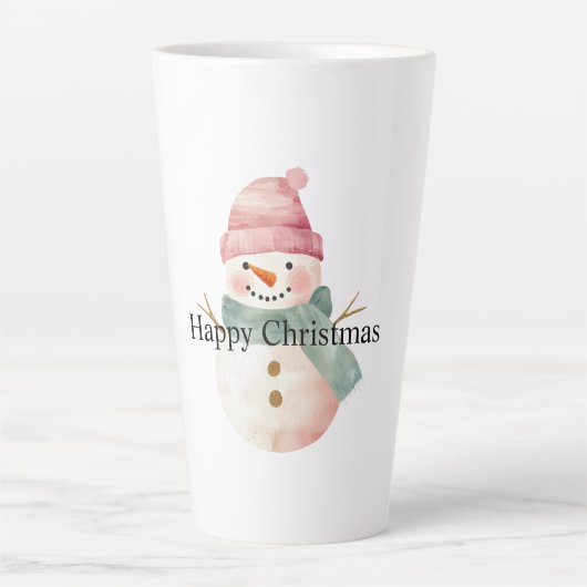 Tasse Latte Joyeux Noël de Snowman (Devant)