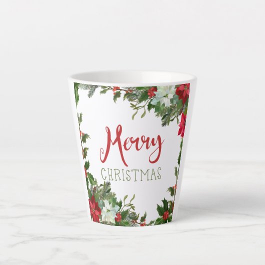 Tasse Latte Joyeux Noël de verdure (Devant)