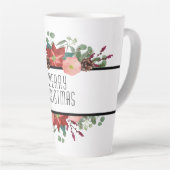 Tasse Latte Joyeux Noël, Design Floral Traditionnel (Angle droit)