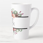 Tasse Latte Joyeux Noël, Design Floral Traditionnel (Droite)