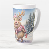 Tasse Latte Joyeux Noël Élan (Angle droit)