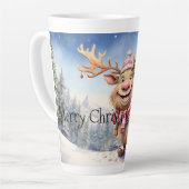 Tasse Latte Joyeux Noël Élan (Angle gauche)