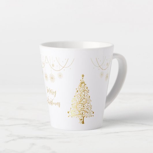 Tasse Latte Joyeux Noël en or (Angle droit)