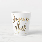 Tasse Latte Joyeux Noel Faux Gold Script Français Noël (Devant)