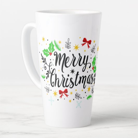 Tasse Latte Joyeux Noël Festif (Angle gauche)