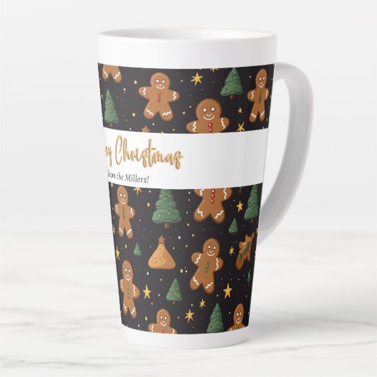 Tasse Latte Joyeux Noël Gingerbread Pine Tree Star (Angle droit)