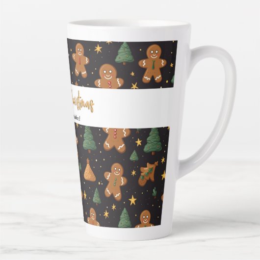 Tasse Latte Joyeux Noël Gingerbread Pine Tree Star (Droite)
