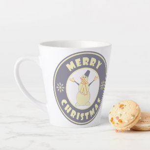 Tasse Latte Joyeux Noël heureux bonhomme de neige célèbre styl