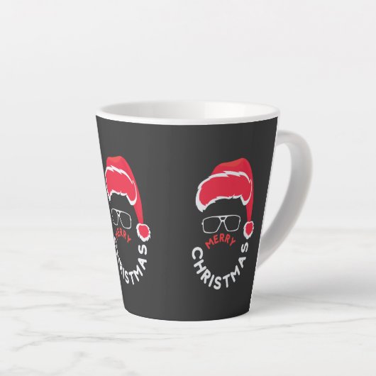 Tasse Latte Joyeux Noël, Joyeux et lumineux (Angle droit)