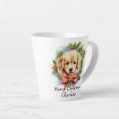 Tasse Latte Joyeux Noël mignon Aquarelle Chien Chien Chien Nom (Angle droit)