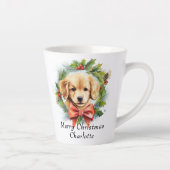 Tasse Latte Joyeux Noël mignon Aquarelle Chien Chien Chien Nom (Droite)