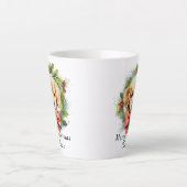Tasse Latte Joyeux Noël mignon Aquarelle Chien Chien Chien Nom (Devant)