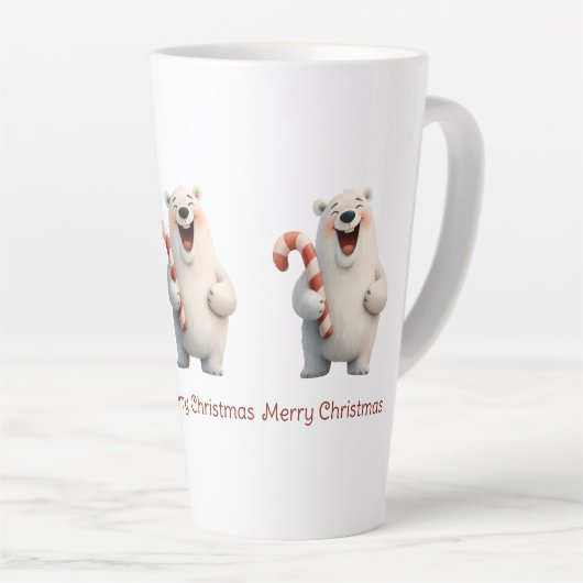 Tasse Latte Joyeux Noël mignon Ours Polaire Design (Angle droit)