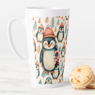 Tasse Latte Joyeux Noël Noël des pingouins vintages