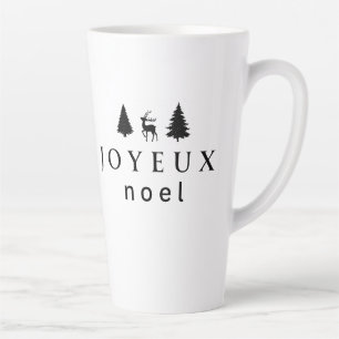 Tasse Latte Joyeux Noel Noël Design avec Flocons de Neige