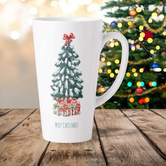 Tasse Latte Joyeux Noël Sapin enneigé