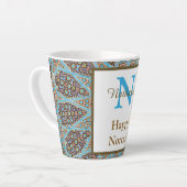 Tasse Latte Joyeux Norooz Perse Nouvel An Monogramme initial (Angle gauche)