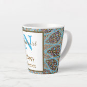 Tasse Latte Joyeux Norooz Perse Nouvel An Monogramme initial (Angle droit)