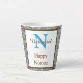 Tasse Latte Joyeux Norooz Perse Nouvel An Monogramme initial (Devant)