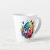 Tasse Latte Joyeux Pâques : Vibrant Oeuf de Pâques (Angle droit)