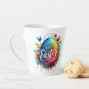 Tasse Latte Joyeux Pâques : Vibrant Oeuf de Pâques