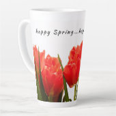 Tasse Latte Joyeux printemps Fleur de tulipe rouge (Angle gauche)