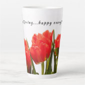 Tasse Latte Joyeux printemps Fleur de tulipe rouge (Devant)