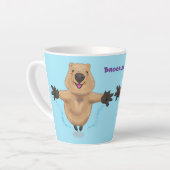 Tasse Latte Joyeux sauter quokka dessin animé (Angle gauche)